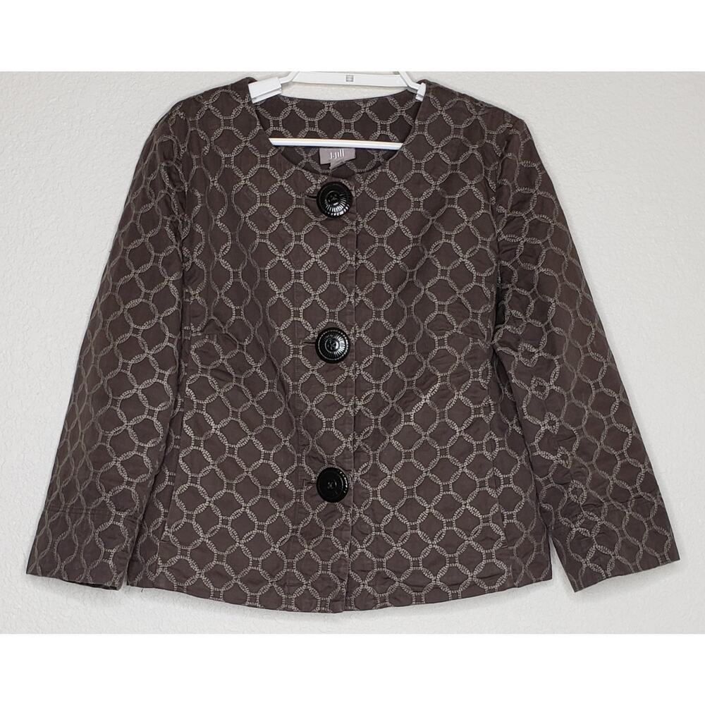 J.Jill Jacket Blazer Size Small Brown Lightweight Chunky Button Front Collarless